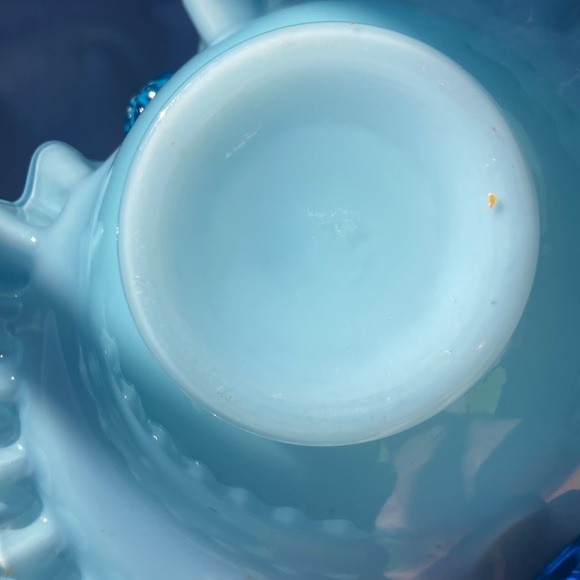 Fenton Aqua Blue Opalescent Basket - Picture 5 of 5